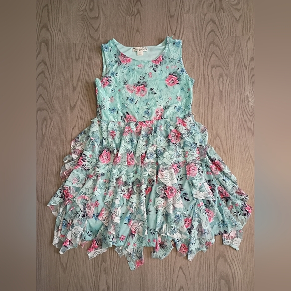 Knit Works Other - Floral Kids Dress in Blue and Pink
